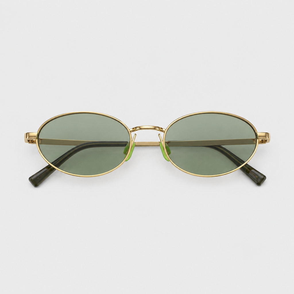 NOOR sunglasses in gold with green lenses — additional product view