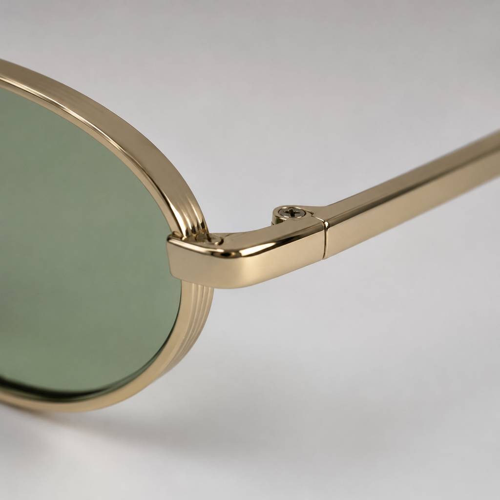NOOR sunglasses in gold with green lenses — additional product view
