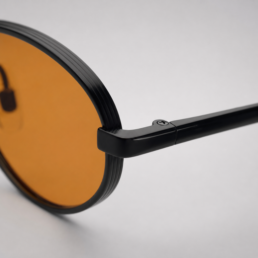 NOOR sunglasses in black with purple lenses — additional product view