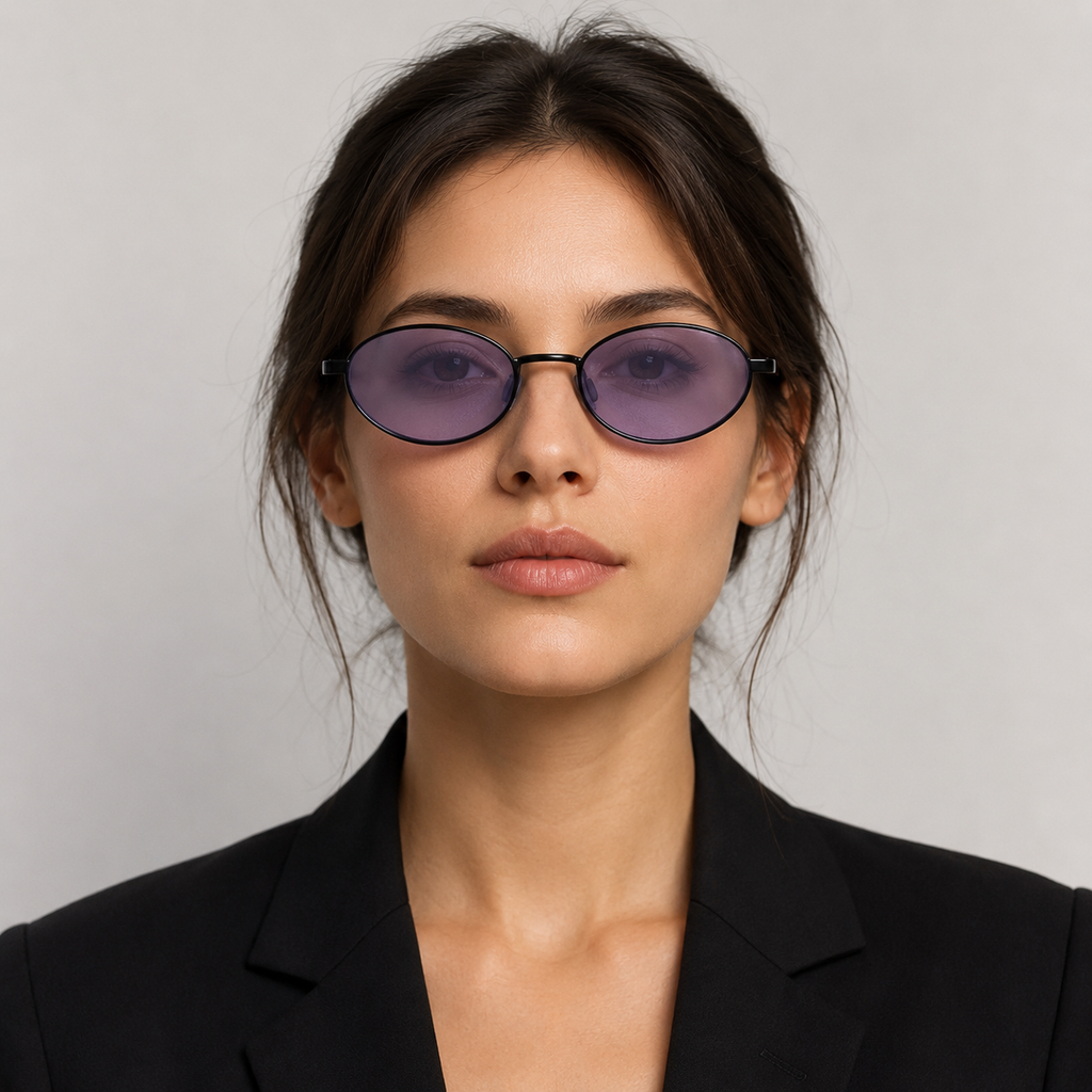 NOOR sunglasses by SHAMS BRAND — black metal frame with orange UV400 lenses