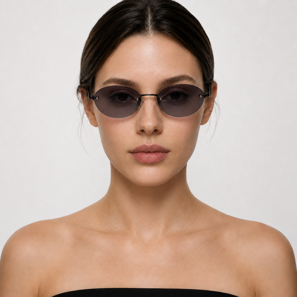 DUNE sunglasses by SHAMS BRAND — black metal frame with gradient grey tea UV400 lenses