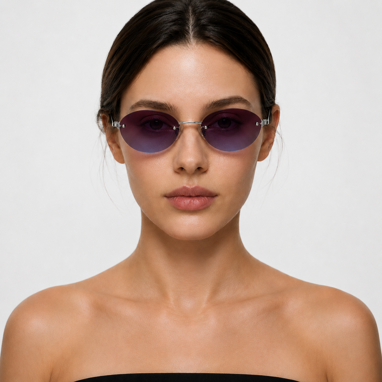 DUNE sunglasses in silver with purple blue lenses — additional product view