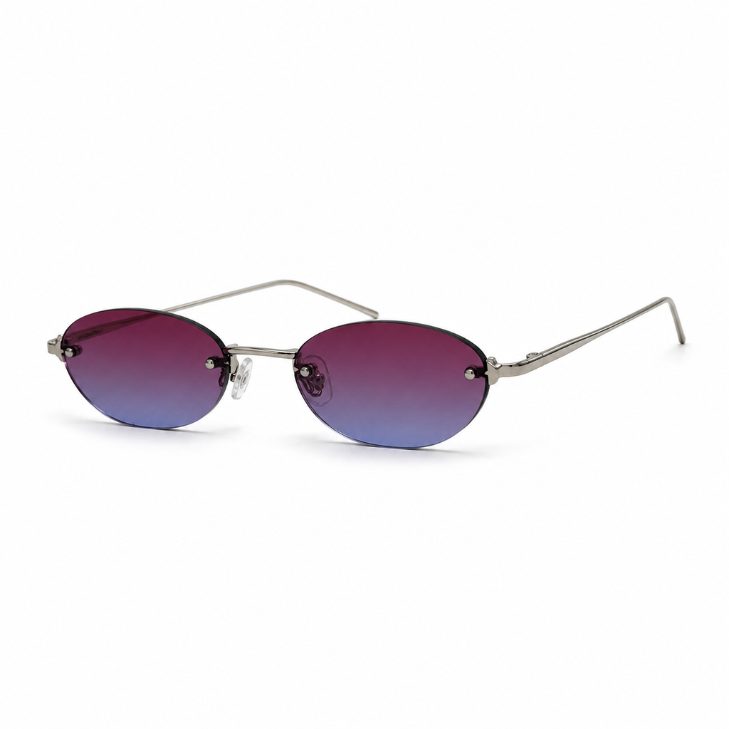 DUNE sunglasses in silver with purple blue lenses — additional product view