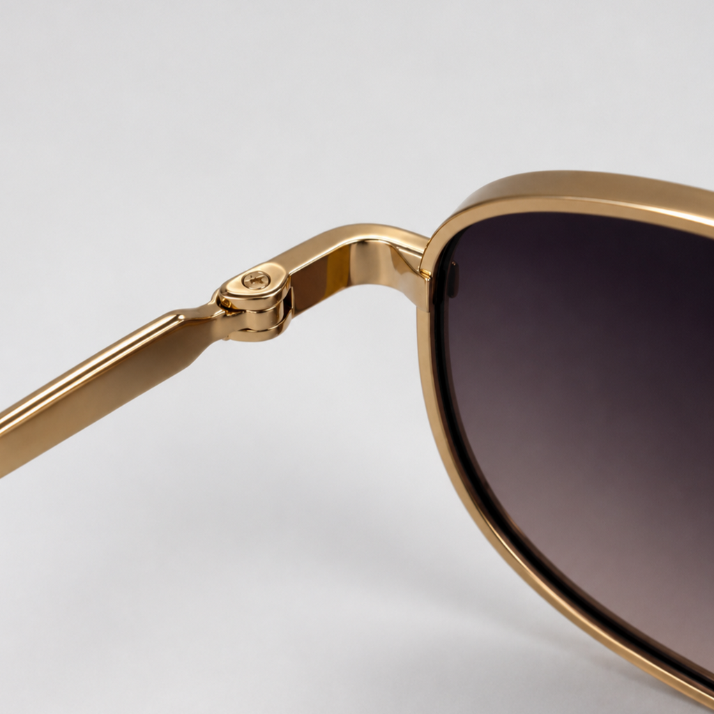 NACRE sunglasses in gold with grey red lenses — additional product view