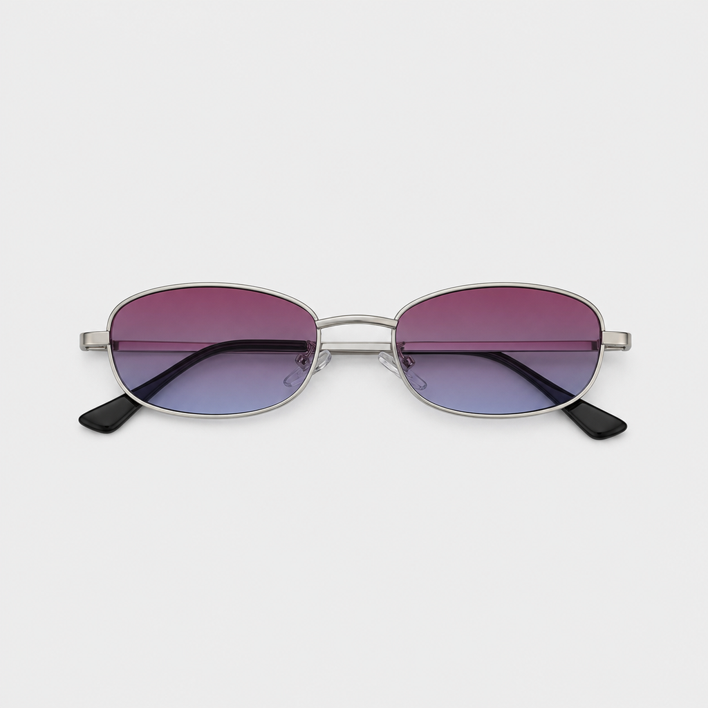NACRE sunglasses in silver with purple blue lenses — additional product view