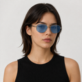 TERRACOTTA sunglasses by SHAMS BRAND — silver metal frame with blue UV400 lenses