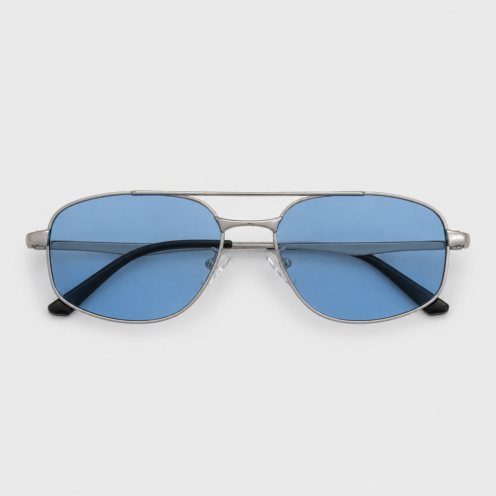 TERRACOTTA sunglasses in silver with blue lenses — additional product view
