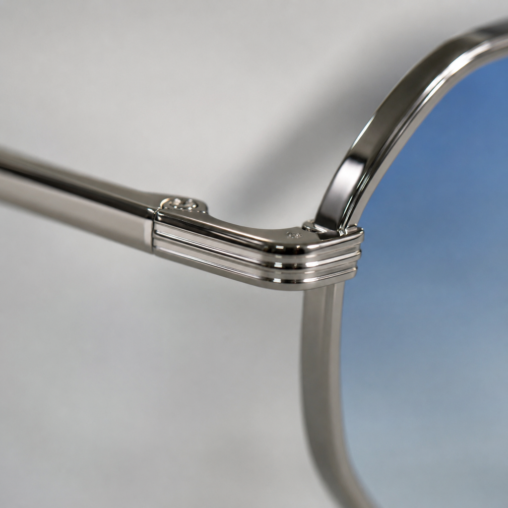 ZENITH sunglasses in silver with gradient blue lenses — additional product view