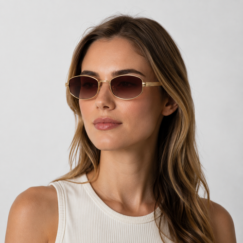 AZURE sunglasses in gold with gradient tea lenses — additional product view