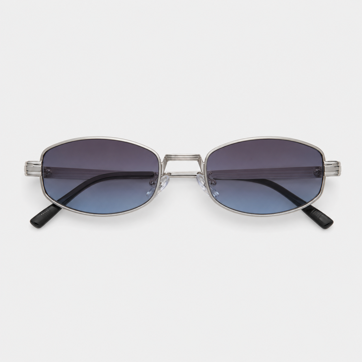 AZURE sunglasses by SHAMS BRAND — silver metal frame with gradient blue UV400 lenses