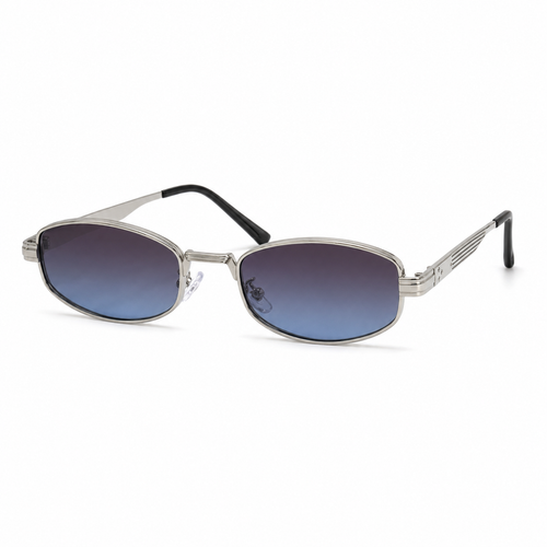 AZURE sunglasses in silver with gradient blue lenses — additional product view