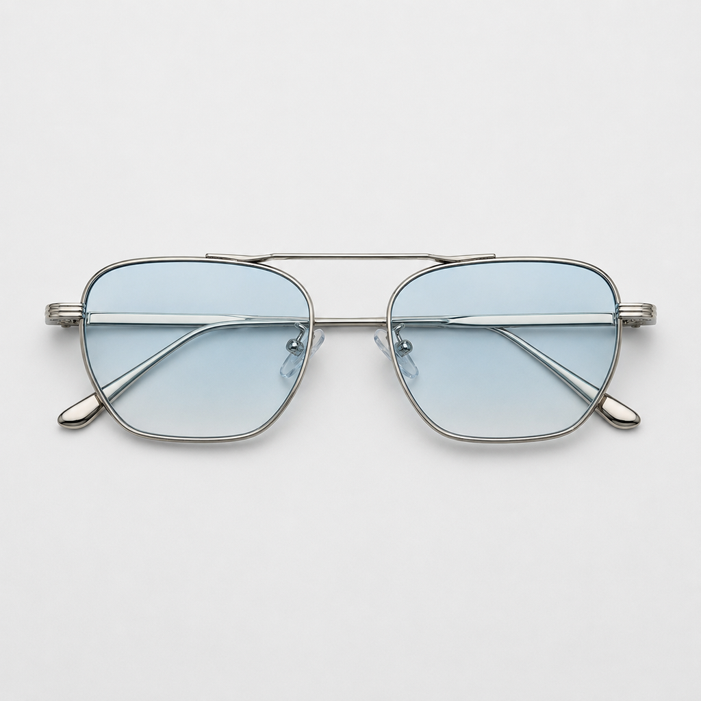 HORIZON sunglasses in silver with gradient blue lenses — additional product view