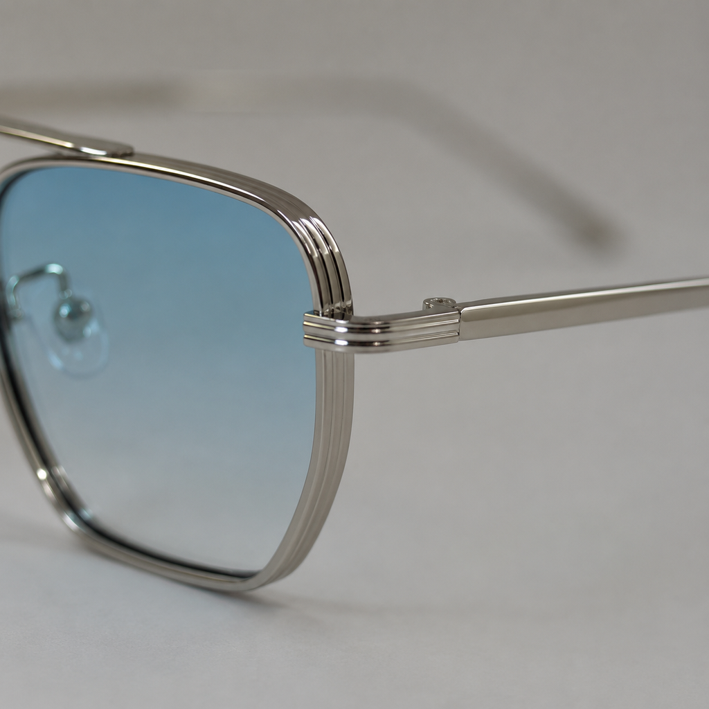 HORIZON sunglasses in silver with gradient blue lenses — additional product view