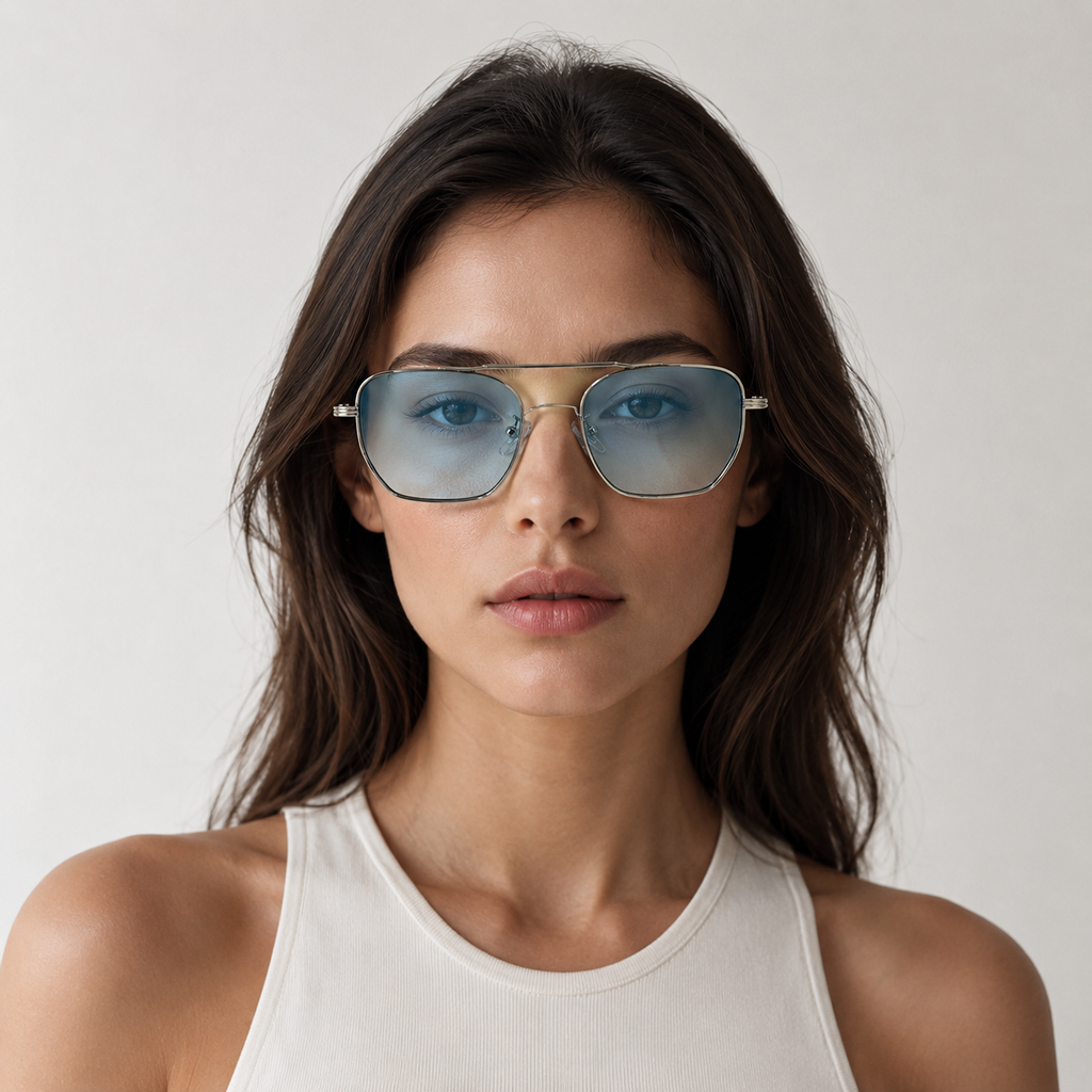 HORIZON sunglasses in silver with gradient blue lenses — additional product view