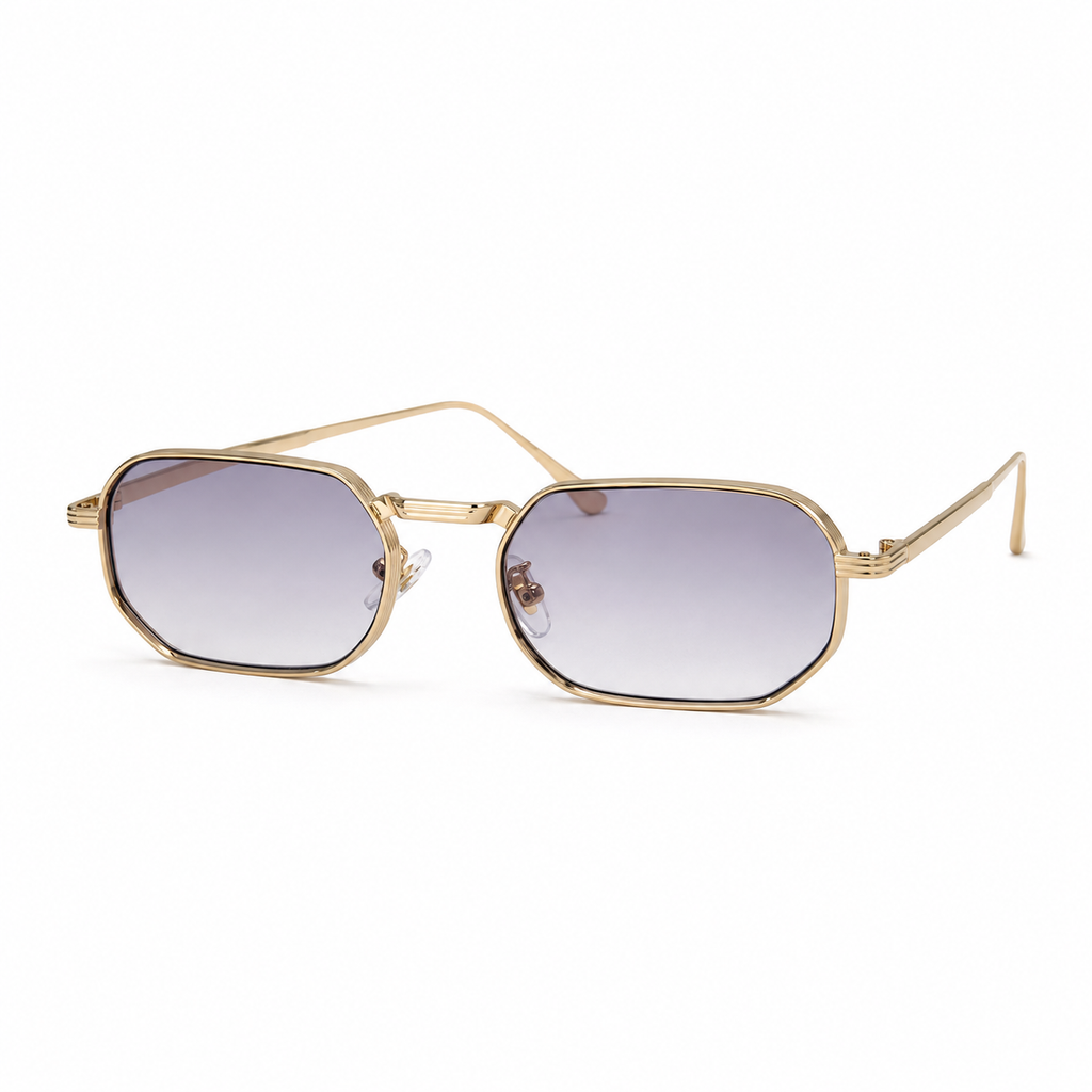 DAWN sunglasses by SHAMS BRAND — gold metal frame with gradient grey UV400 lenses