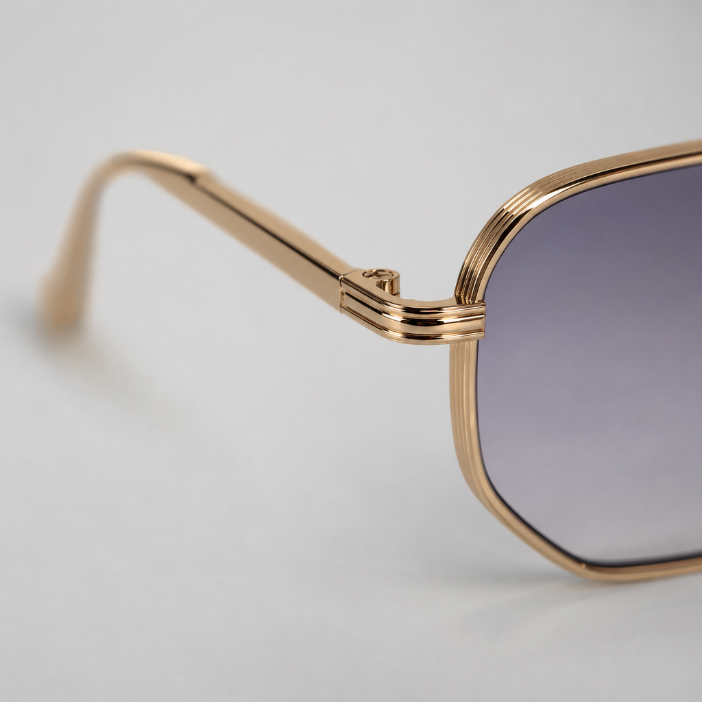 DAWN sunglasses in gold with gradient grey lenses — additional product view