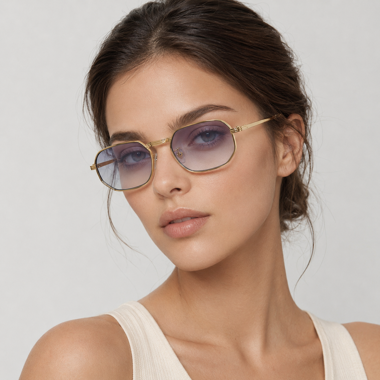 DAWN sunglasses in gold with gradient grey lenses — additional product view