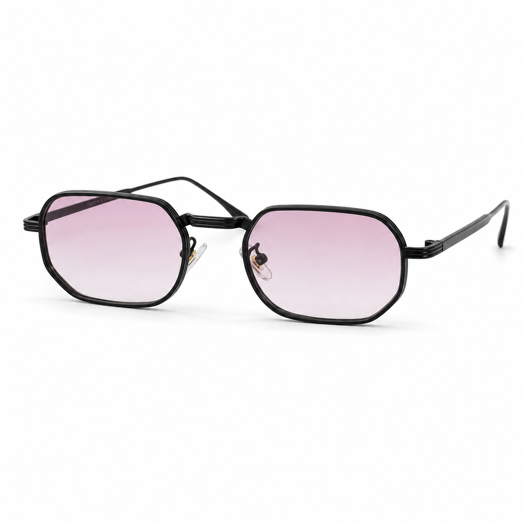 DAWN sunglasses by SHAMS BRAND — black metal frame with gradient purple red UV400 lenses