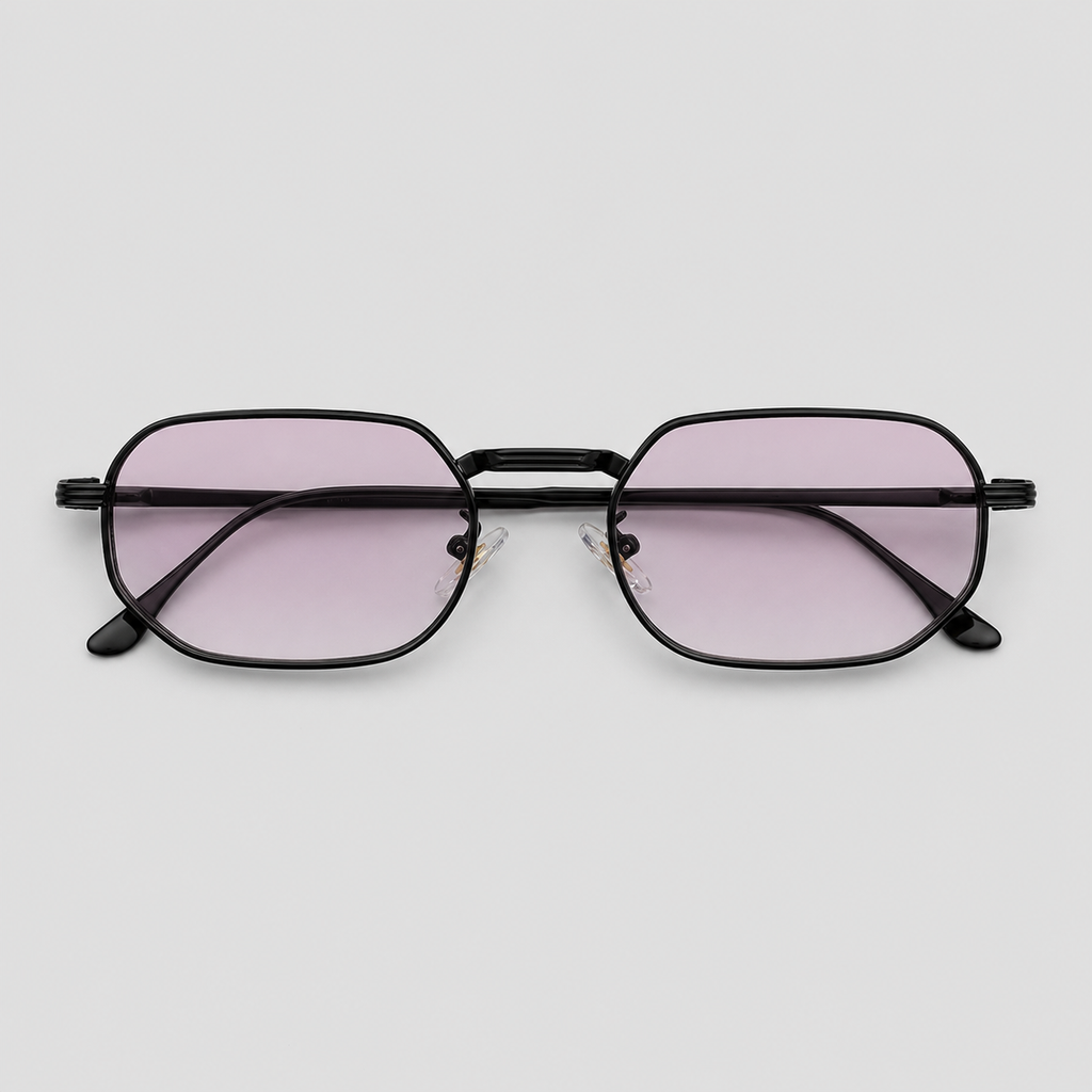 DAWN sunglasses in black with gradient purple red lenses — additional product view
