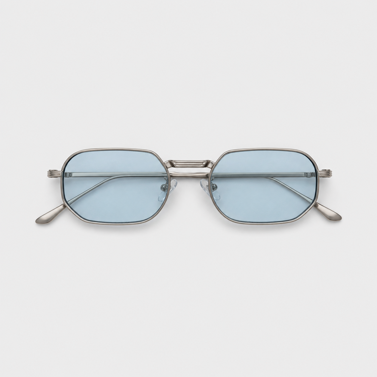 DAWN sunglasses in silver with gradient blue lenses — additional product view