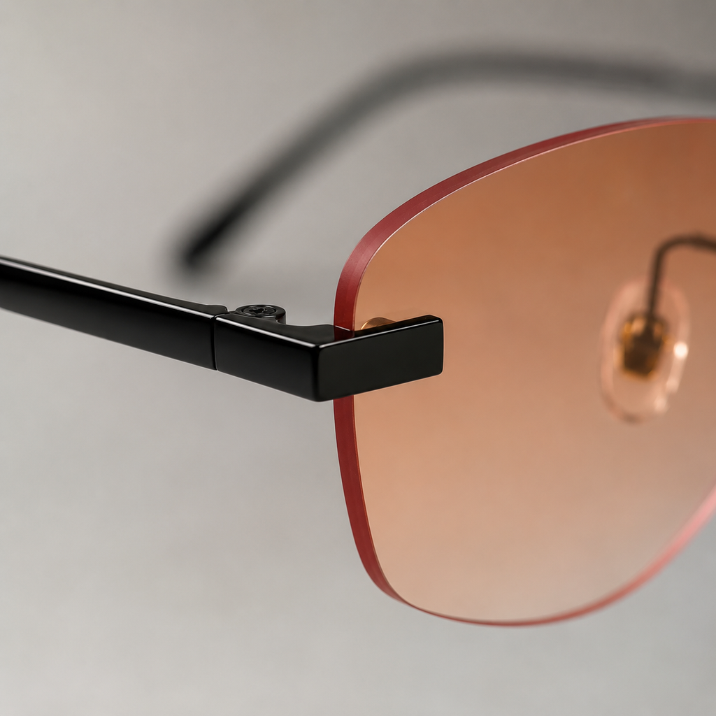 SOLIS sunglasses in black with gradient orange lenses — additional product view