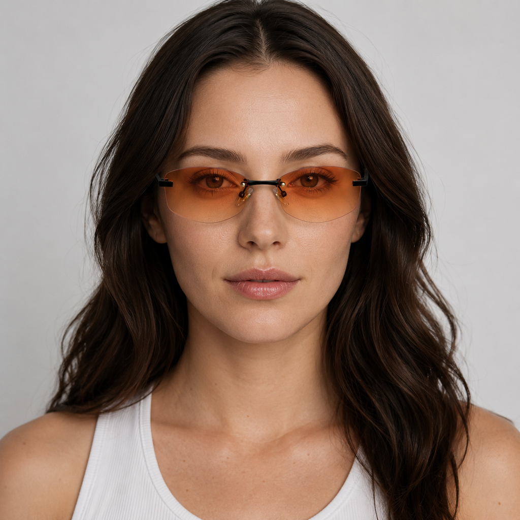 SOLIS sunglasses in black with gradient orange lenses — additional product view