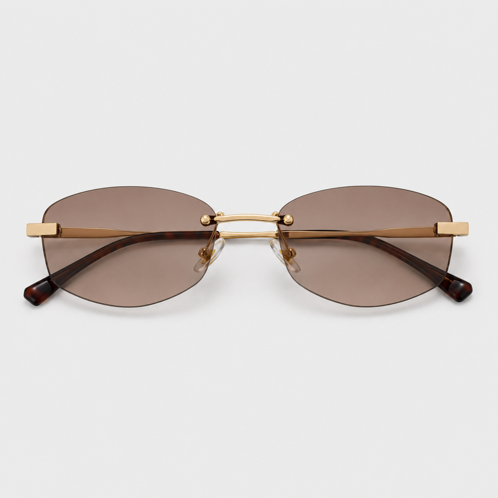 SOLIS sunglasses in gold with gradient grey purple lenses — additional product view