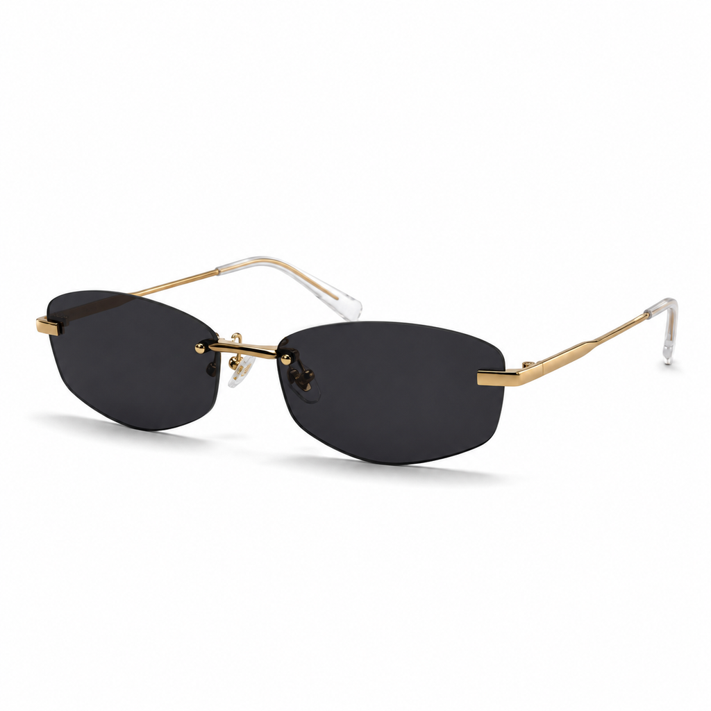 SOLIS sunglasses by SHAMS BRAND — gold metal frame with grey UV400 lenses