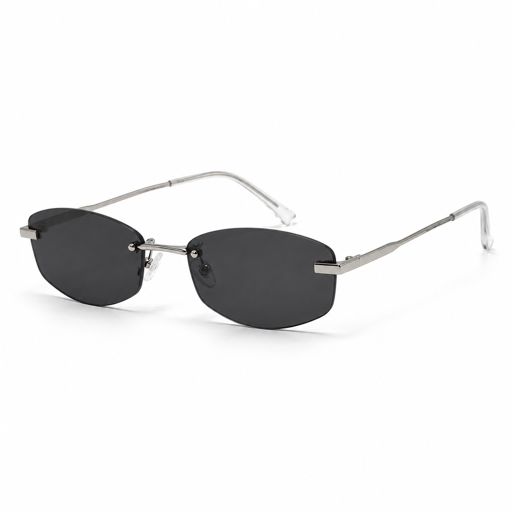 SOLIS sunglasses by SHAMS BRAND — silver metal frame with grey UV400 lenses