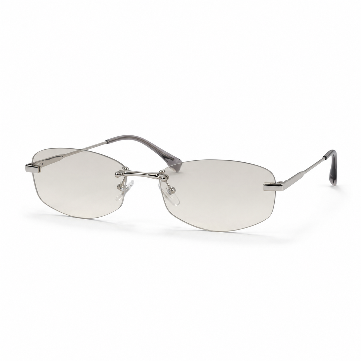 SOLIS sunglasses by SHAMS BRAND — silver metal frame with gradient grey UV400 lenses
