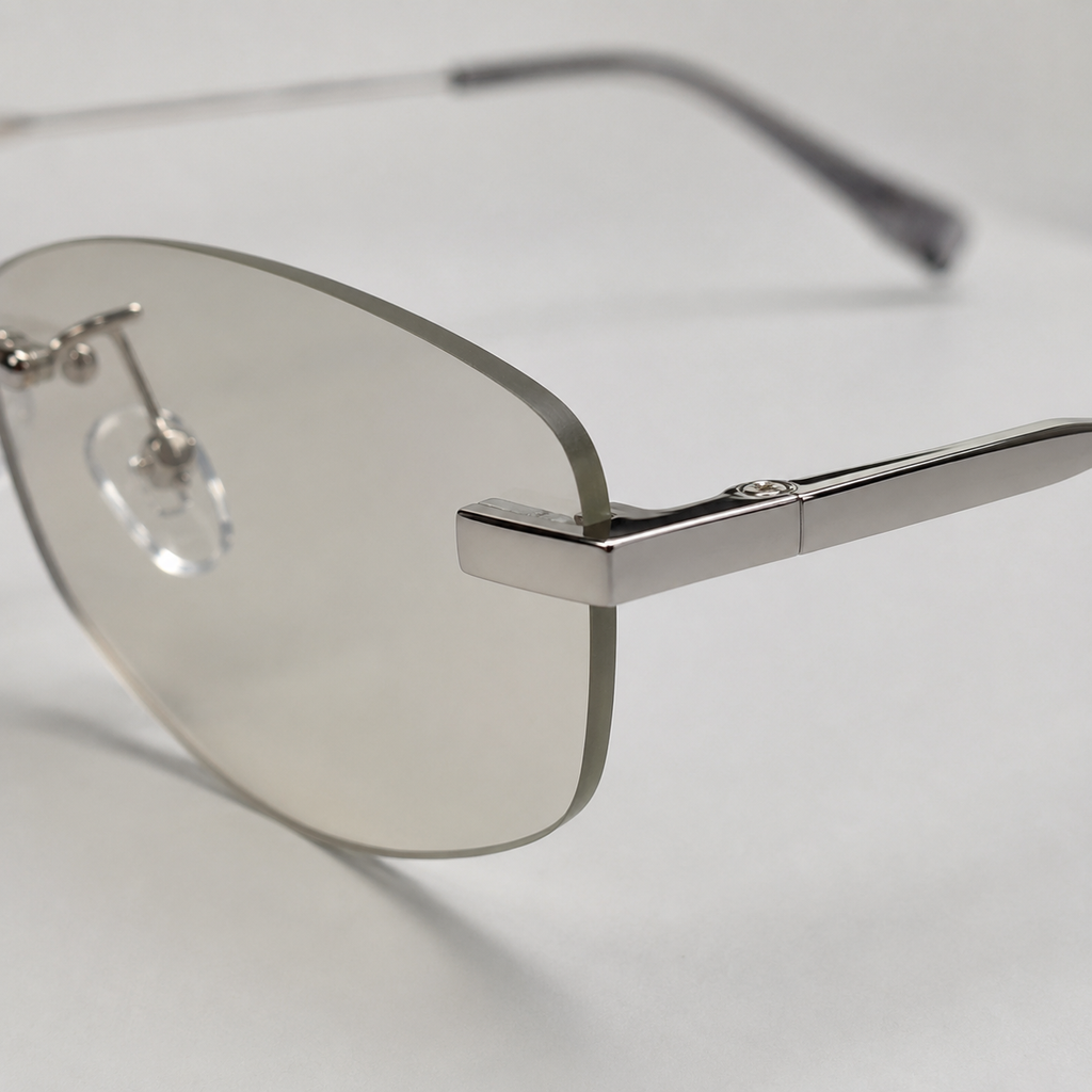SOLIS sunglasses in silver with gradient grey lenses — additional product view