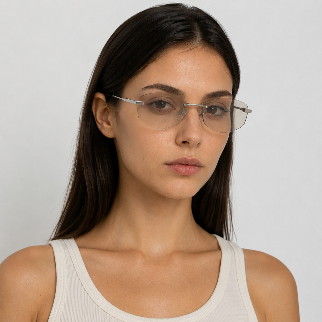 SOLIS sunglasses in silver with gradient grey lenses — additional product view