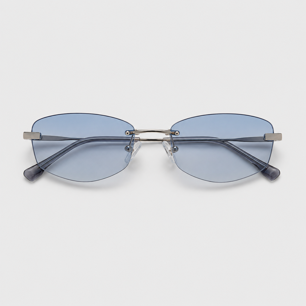 SOLIS sunglasses in silver with gradient blue lenses — additional product view