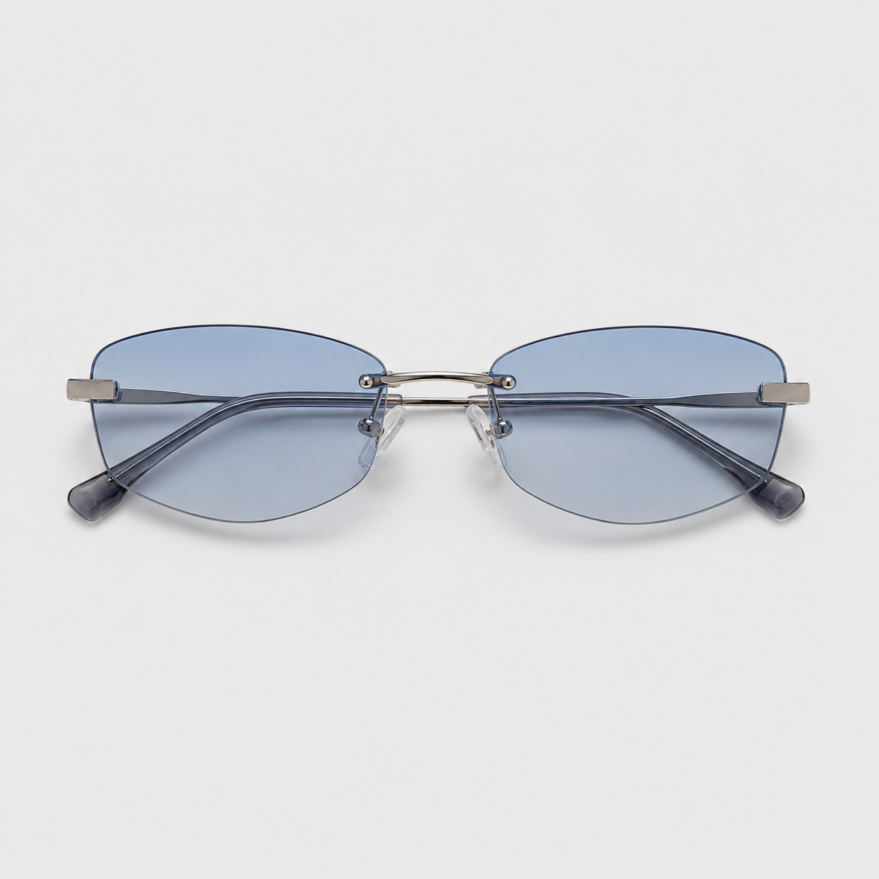SOLIS sunglasses in silver with gradient blue lenses — additional product view