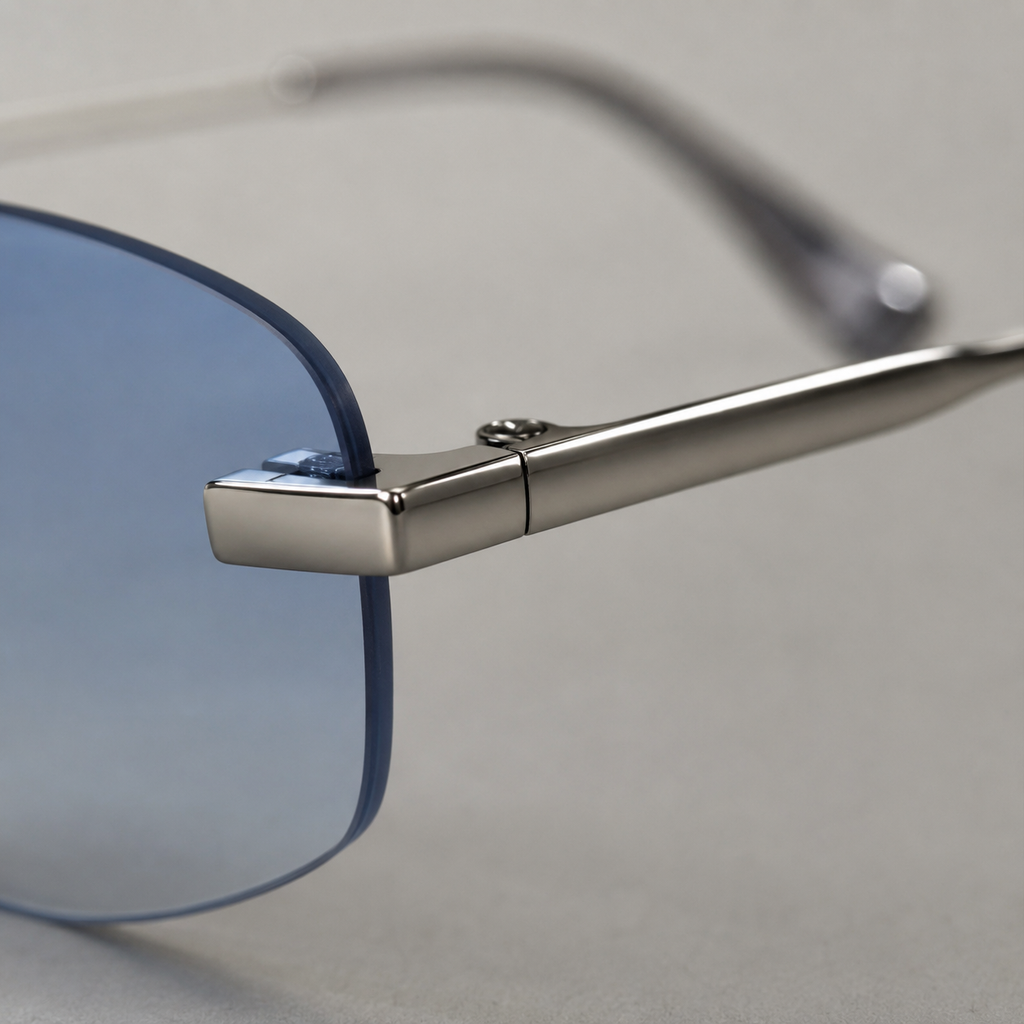 SOLIS sunglasses in silver with gradient blue lenses — additional product view