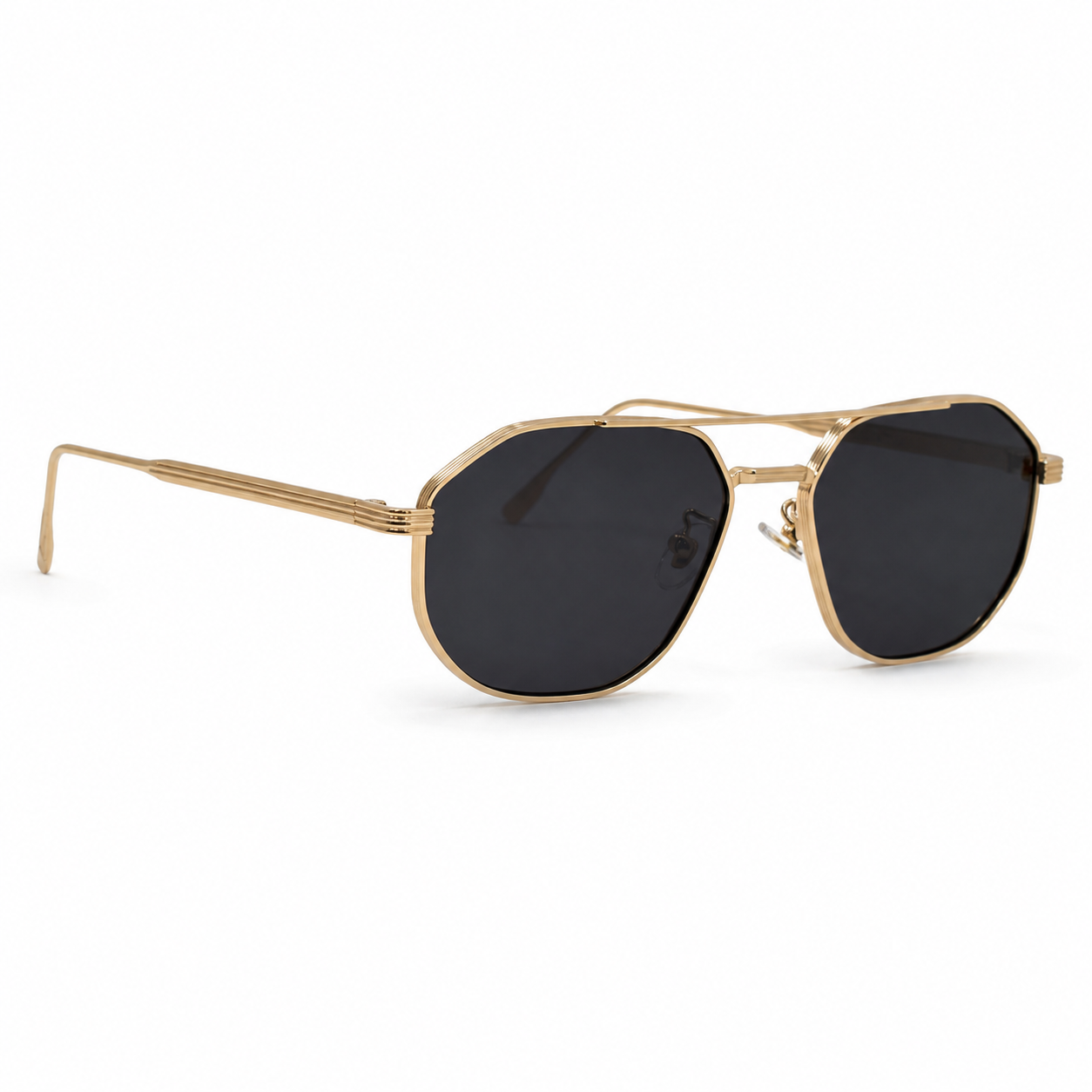 SUNDOWN sunglasses by SHAMS BRAND — gold metal frame with grey UV400 lenses