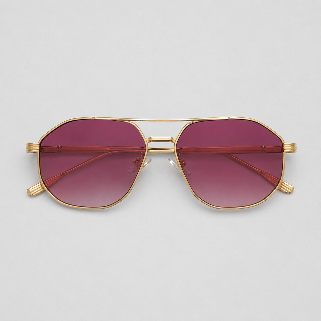 SUNDOWN sunglasses in gold with gradient purple lenses — additional product view