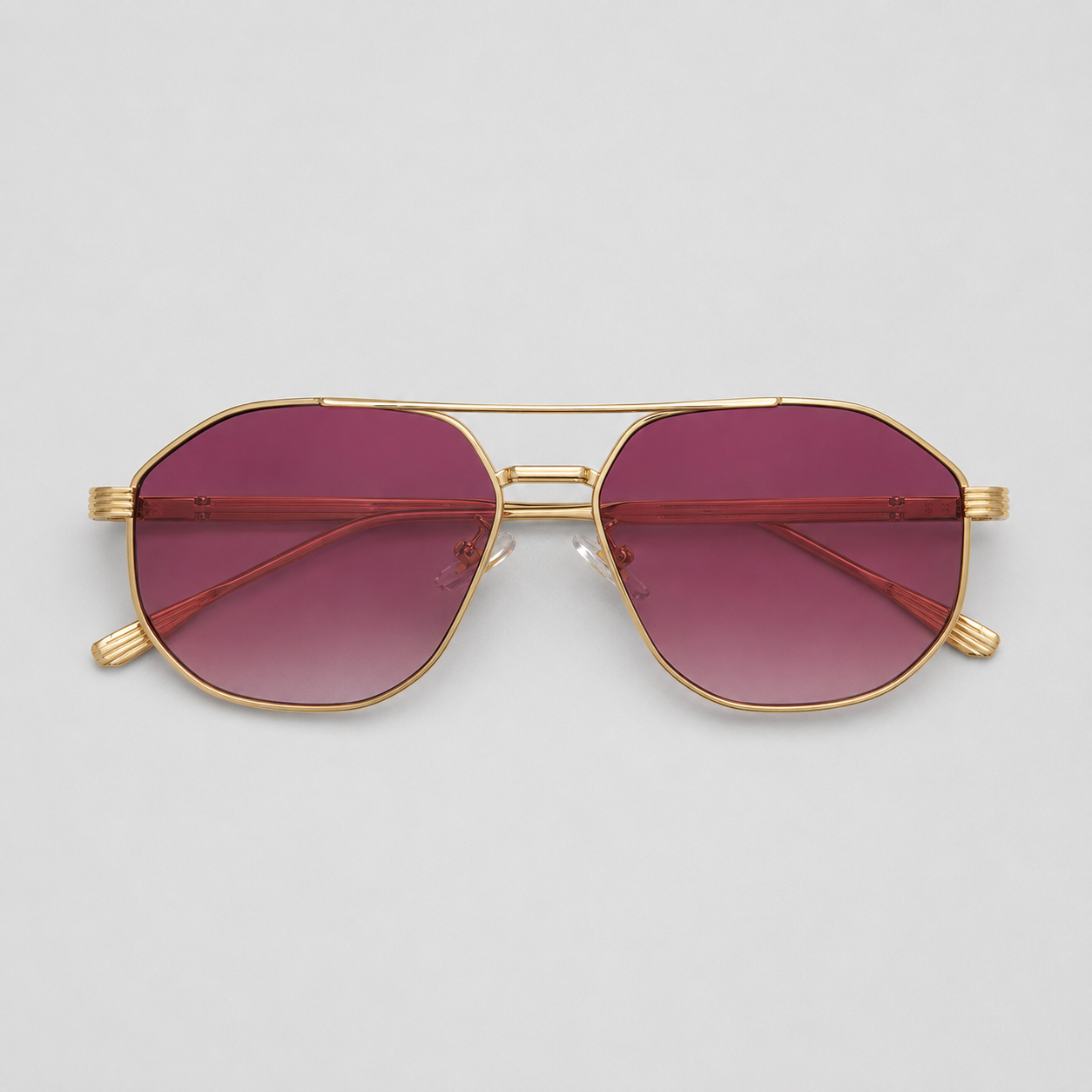 SUNDOWN sunglasses in gold with gradient purple lenses — additional product view