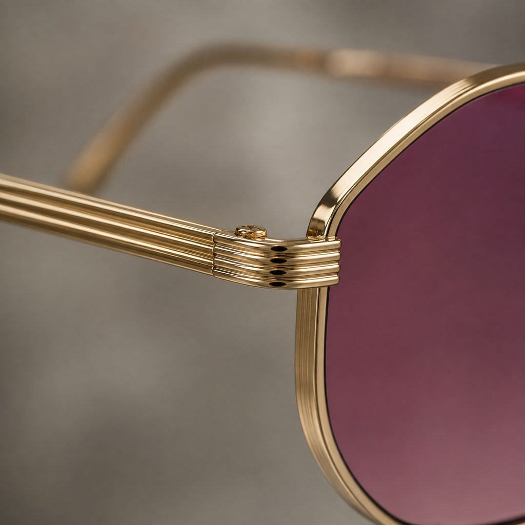SUNDOWN sunglasses in gold with gradient purple lenses — additional product view