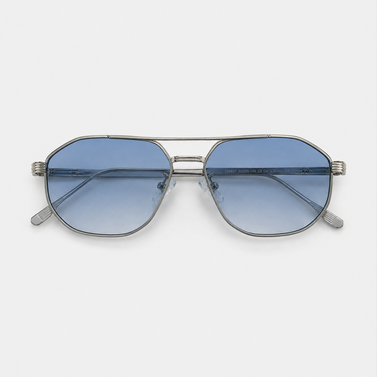 SUNDOWN sunglasses in silver with gradient blue lenses — additional product view