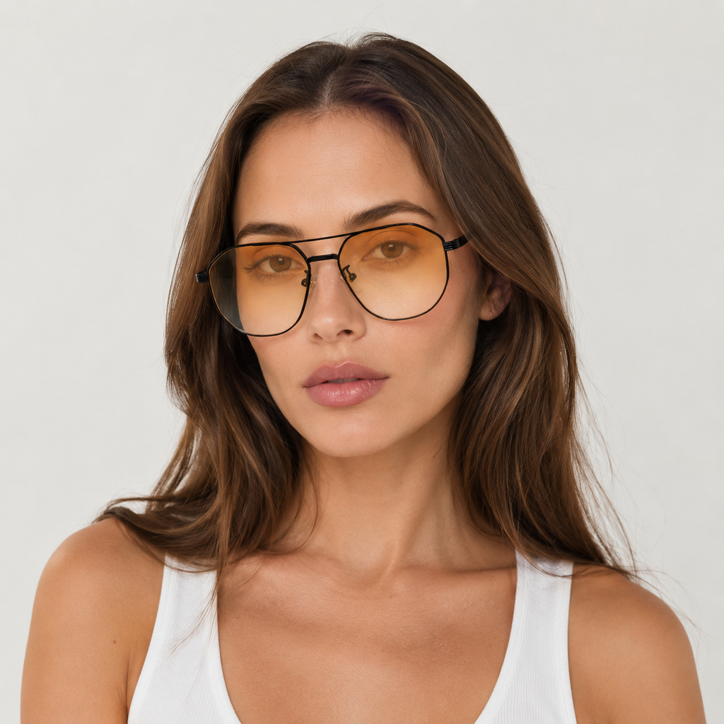SUNDOWN sunglasses in black with gradient orange lenses — additional product view