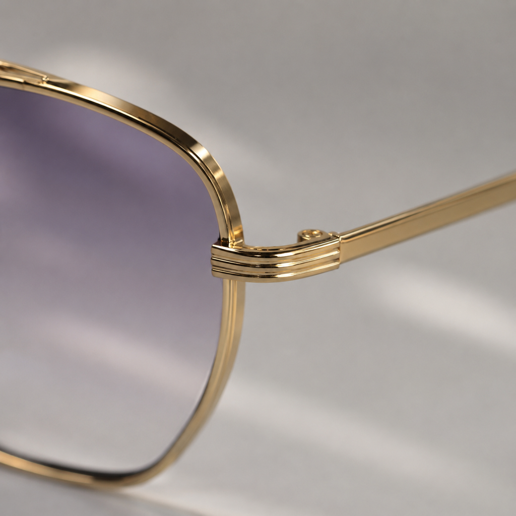 HORIZON sunglasses in gold with gradient purple lenses — additional product view