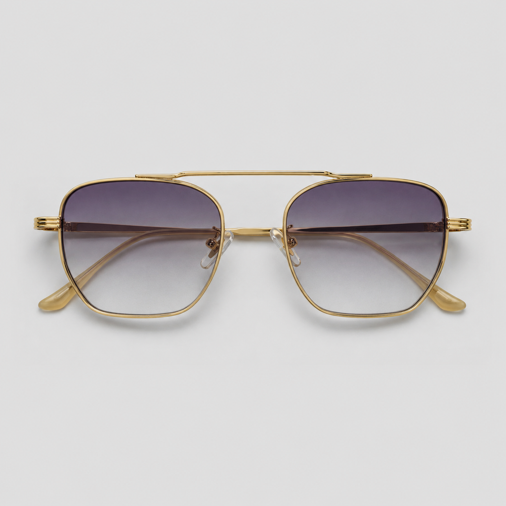 HORIZON sunglasses in gold with gradient purple lenses — additional product view