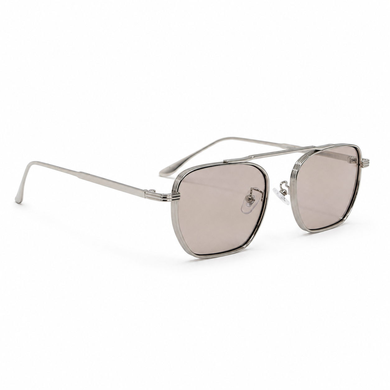 HORIZON sunglasses by SHAMS BRAND — silver metal frame with light tea UV400 lenses