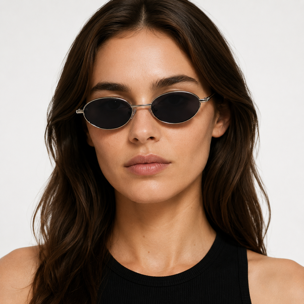 MEDINA sunglasses by SHAMS BRAND — silver metal frame with grey UV400 lenses