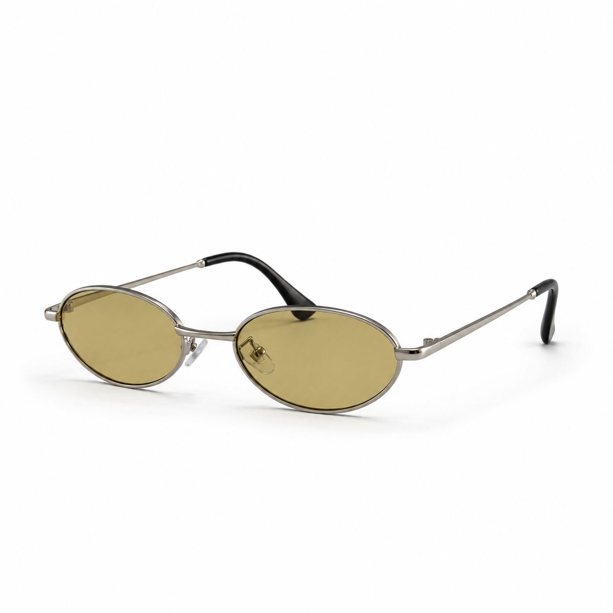 MEDINA sunglasses by SHAMS BRAND — silver metal frame with light green UV400 lenses