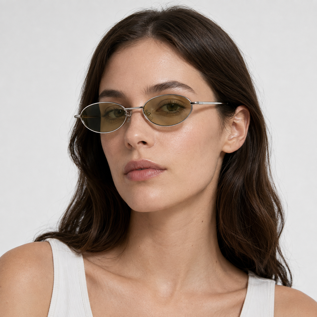 MEDINA sunglasses in silver with light green lenses — additional product view