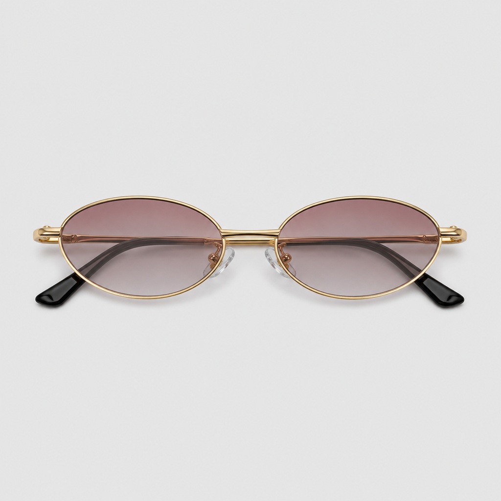 MEDINA sunglasses in gold with gradient pink lenses — additional product view
