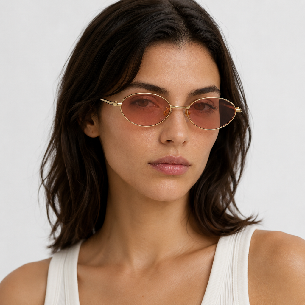 MEDINA sunglasses in gold with gradient orange lenses — additional product view